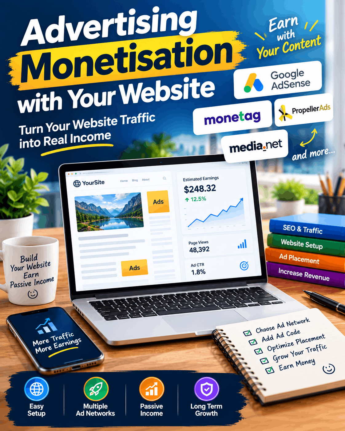 Website Advertising Monetization digital ebook cover